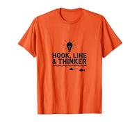 Hook Line & Thinker Ragazzi Pesca Intelligente Angler Umorismo Maglietta, Uomo, Arancio, S