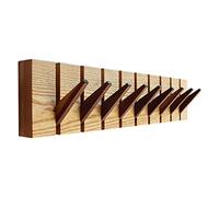 Hook up Appendiabiti da Parete in Legno massello Semplice in Stile Europeo con Una Fila di Ganci a Nove Ganci, Appendiabiti Dietro la Porta, Gancio per Portico/Gancio per Chiave (59 × 4 cm)