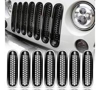 Hooke Road Inserti per griglia anteriore, nero, accessori per Jeep Wrangler JK 2007-2015