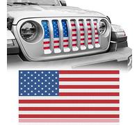 Hooke Road Wrangler JL & Gladiator Grill Insert Flag Grille Mesh Bug Screen Deflector for 2018-2025 Jeep JL Wrangler & Gladiator JT (Distressed U.S. Flag Old Glory)