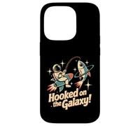 Hooked on the Galaxy Retro Space Astronaut Fishing Atomic Custodia per iPhone 14 Pro