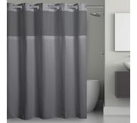 HOOKLESS Fabric Shower Curtain with Built in Liner -Grey by