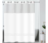 Hookless It's a Snap! Escape - Tenda da doccia 3 in 1 con finestra superiore trasparente, anelli flessibili e fodera in tessuto, 180 x 188 cm, colore: bianco