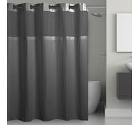 Hookless It's a Snap! - Tenda da doccia 3 in 1, con finestra superiore trasparente, anelli flessibili e fodera in tessuto, 180 x 188 cm, colore: grigio grafite