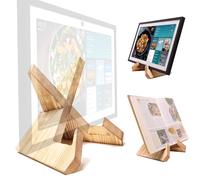 HOOKMEMO Supporto per tablet in legno massello, compatibile con Echo Show 15, Echo Show 21, supporta modalità orizzontale e verticale. Adatto per display per libri di cucina (marrone chiaro)