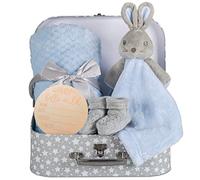 Hoolaroo Set regalo per neonato, scatola dei ricordi, morbida idea regalo per neonato, coperta con coniglietto blu