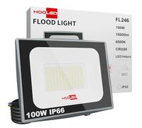 HOOLED Faretti LED per esterni 100w Potenti luci IP65, Luce Bianca Fredda 10000lm Faro a LED, 6500k di sicurezza per terrazza, di sicurezza per terrazza, giardino, parco, patio, garage (100w, 1)