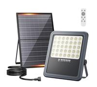 HOOLED Faretti solari a led da esterno, batteria di grande capacità da 18000mAh, luci da esterno giardino solari IP66 impermeabile, 6500K, luci solari da esterno con telecomando (funzione timer)