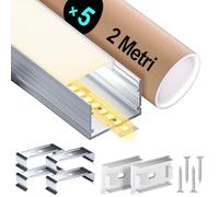 HOOLED Profilo Alluminio per Strisce LED Schermatura Opaca 2 m x 5pz Profilo led 30 mm x 20 mm adatto per strisce luminose di diversi produttori larghezza massima 25,5mm