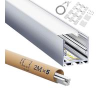 HOOLED profilo alluminio per strisce led Schermatura Opaca 2m x 5pz 35mm x 35mm adatto per strisce luminose di diversi produttori larghezza massima 25,5mm