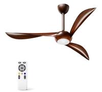 HOOLED Ventilatore da soffitto con luce DC motore brushless, 3 Lama 52 inch, velocità del vento regolabile a 6 velocità con funzione di temporizzazione, luce LED regolabile in 3 colori