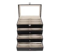 Hooleey Sunglasses Display Box 4 Layer Drawer 24 Slots PU Leather Eyeglass Collection Storage Box Jewelry Box