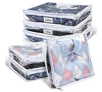 Hoolerry 6 x sacchetti per maglioni in plastica trasparente PVC con cerniera etichetta per coperte, vestiti, armadio, trapunte, cuscini, lenzuola, 40 x 35 x 10 cm