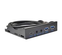 HOOLRZI 2 Porte USB 3.0 Hub Splitter 3.5mm Auricolare Microfono Interfaccia Pannello Frontale Staffa Adattatore Per PC 19 Pin 3.5 "Floppy Usb Hub Splitter
