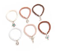 HOOLRZI 6 braccialetti con ciondolo a forma di cactus, realizzati in lega e argilla morbida, accessorio portatile per donne alla moda da indossare tutti i giorni