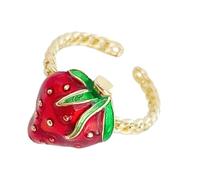 HOOLRZI Anelli a tema fragola dal design unico, colore vibrante, uso a lungo, in lega robusta, adatti per feste e appuntamenti, anelli da donna alla moda, Misura unica, come descritto, come descritto