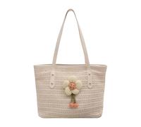 HOOLRZI Borsa da donna in paglia per ascelle da spiaggia, elegante, per vacanze, grande capacità, per tutti i giorni, borsa a tracolla in paglia, bianco