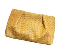 HOOLRZI Borsa da sera tessuta da donna borsa da sera borsa senza cinghia borse elegante in pelle PU borsa da pranzo per ufficio pendolarismo multifunzionale borsa casual, Giallo, One Size