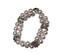 HOOLRZI Bracciale Con Croci Perle Finte a Doppio Strato Catena Elastica Regolabile Regalo Gioielli Per Suo Braccialetto Perle Estensibili