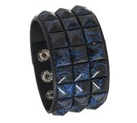 HOOLRZI Bracciale in Pelle PU Con Borchie Quadrate Bracciale Da Polso Con Ciondolo Punk Regolabile Per Lui Suo Regalo Gioielli Unisex Catena Da Polso Da Donna
