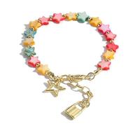 HOOLRZI Braccialetto alla moda con perline a forma di cuore/luna/stella, lunghezza regolabile, per abiti quotidiani