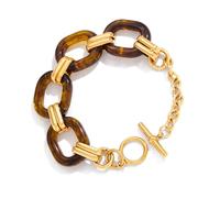 HOOLRZI Braccialetto alla moda versatile della costruzione della resina e dell'acciaio inossidabile di progettazione dei materiali della miscela del fermo OT, Misura unica, come descritto