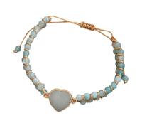 HOOLRZI Braccialetto fatto a mano con nodo scorrevole regolabile in pietra intrecciata a forma di cuore per gioielli spirituali a doppio strato intrecciato in cristallo