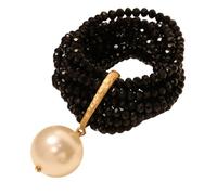 HOOLRZI Braccialetto leggero con perline di cristallo/perle, design multistrato, facile da pulire, alla moda, accessorio elegante, Misura unica, come descritto