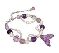 HOOLRZI Braccialetto regolabile con perline a forma di coda di pesce, per donne che amano i gioielli alla moda