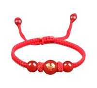 HOOLRZI Braccialetto regolabile rosso con ciondolo a forma di serpente cinese, corda intrecciata, adatto per gli appassionati di moda