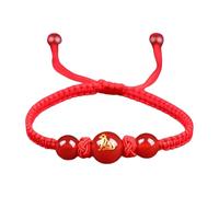 HOOLRZI Braccialetto regolabile rosso con ciondolo a forma di serpente cinese, corda intrecciata, adatto per gli appassionati di moda