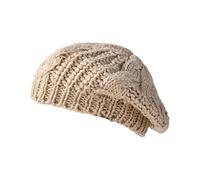 HOOLRZI Cappello Baretti in Maglia Moda con Dettaglio Cavo Tessuto Acrilico Caldo e Morbido Confortevole per Donna Ragazza Inverno Quotidiano Essenziale Caldo, Beige, Taglia unica