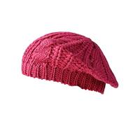 HOOLRZI Cappello Baretti in Maglia Moda con Dettaglio Cavo Tessuto Acrilico Caldo e Morbido Confortevole per Donna Ragazza Inverno Quotidiano Essenziale Caldo, Rosso rosato, Taglia unica