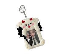 HOOLRZI Custodia in peluche per carte fotografiche con portachiavi Custodia per foto diavolo/angelo Portafoto Kpop Porta carte per studenti Ciondolo per borsa