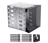 HOOLRZI Gabbia per disco rigido in acciaio inox 5x3.5 pollici HDD Cage Rack Vassoio per driver rigido con spazio ventola Gabbia per disco rigido in acciaio inossidabile