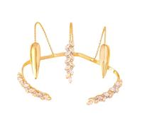 HOOLRZI Leggero Rame Rebbio Set Cristallo Elegante Mano Monili Confortevole Braccialetto Accessori per le Donne Versatile Donna Moda Rame Zircone Artigli, Misura unica, come descritto