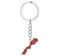 HOOLRZI Moschettone Fibbia Mappa del Marocco Bandiera Portachiavi Portachiavi in Acciaio Inossidabile Marocco Ricordi Gioielli Ciondolo Portachiavi Regali per Donne e Uomini