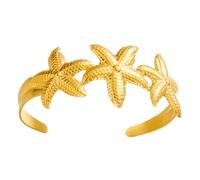 HOOLRZI Polsino flessibile moderno a tema mare con onde e stelle marine, ipoallergenico, accessorio leggero in metallo alla moda, Misura unica, come descritto