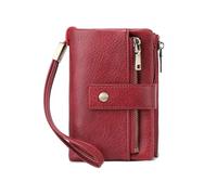 HOOLRZI Portafoglio con pochette a tre ante bloccante con finestra trasparente Borsa da viaggio in pelle da donna e portafoglio da donna con design a cinturino