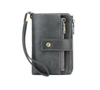 HOOLRZI Portafoglio con pochette a tre ante bloccante con finestra trasparente Borsa da viaggio in pelle da donna e portafoglio da donna con design a cinturino