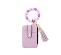 HOOLRZI Portamonete da polso alla con nappe, portacarte in silicone con accenti in pelle PU e portachiavi per portachiavi da donna