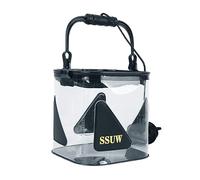 HOOLRZI Sacchetto di immagazzinaggio Secchio di Pesca Contenitore di Acqua Portatile Pieghevole Borsa da Pesca per Viaggi Campeggio Escursionismo, Nero , 20*20 cm