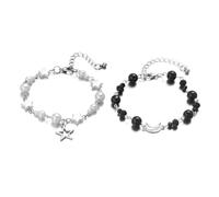 HOOLRZI Set di 2 braccialetti fatti a mano con stelle e luna, perline in acrilico, accessori da polso per feste