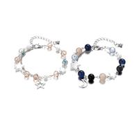 HOOLRZI Set di 2 braccialetti fatti a mano con stelle e luna, perline in acrilico, accessori da polso per feste