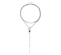HOOLRZI Set di collana con diamanti neri quadrati geometrici e dalla vestibilità comoda, ideale per tutto il giorno comfort e riunioni formali, gioielli geometrici neri, One Size, come descritto, come