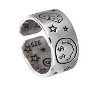 HOOLRZI Smiles Face Star Dices anelli di apertura formato regolabile gioielli alla moda per abiti alla moda ed eleganti gioielli per feste, Misura unica, come descritto, come descritto