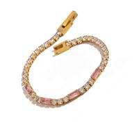 HOOLRZI Sofisticato cuore con zirconia cubica regolabile da 15,5 a 22 cm, in acciaio inox di alta qualità, lavorazione artigianale con zirconi cubici sofisticati, Misura unica, come descritto