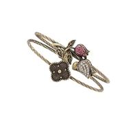 HOOLRZI Vintage Brass Bangle Con Romance Rose Design E Multicolore Cristallo Abbellimenti Regolabile Antico Gioielli Per Le Donne Regolabile Vintage Ottone Polsino