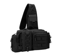HOOLRZI Zaino a tracolla per attrezzatura da pesca, da uomo, con porta canna, borsa in nylon per pesca ed escursionismo, Nero