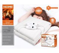 HOOMEI Scaldaletto elettrico matrimoniale 160x140cm 120W doppio comando bianco